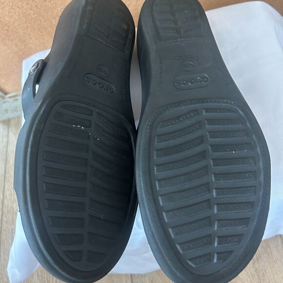 Crocs Wedge Sandals Slides Women’s 10 Black Platform Heels Rubber Comfort - Picture 6 of 6